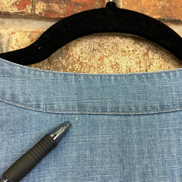 Vineyard Vines Blue Chambray Dress Flutter Sleeve Lace Up Tassel Size 00 - Picture 6 of 6